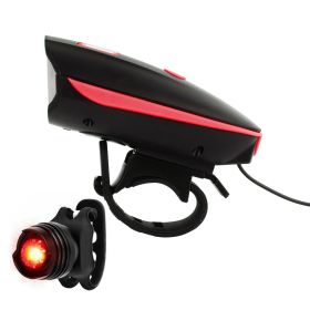 IPX5 Waterproof Bike Bicycle Light Set Bike Headlight Rechargeable LED Bicycle Front Light w/ Loud Horn Rear Tail Light
