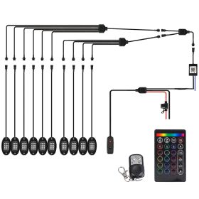 10 Pods RGB LED Rock Lights DC12V Car Neon Light Kit IP68 Waterproof Underglow Lights with Double Remote Controls Wireless APP Control for Jeep Truck