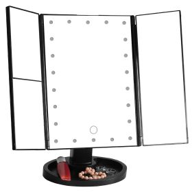 Makeup Mirror with Lights 22 LEDs Vanity with 3X/2X Magnification Touch Screen 180° Adjustable Rotation Portable Trifold Mirror