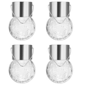4Pack Solar Decorative Waterproof Garden Lanterns Outdoor Crystal Hanging Ball Lights Crackle Glass Ball Lights for Tree Patio Holiday Party