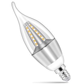 4pcs 5W E14 Candelabra Bulbs 600 LM 50W Equivalent Candle Light Bulb Flame Tip 6400K Cold White Non-Dimmable Lamp