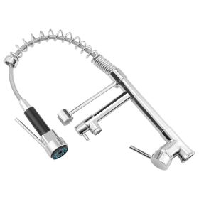 Kitchen Sink Faucet Single Handle Pre-Rinse Spring Pulldown Spray Head Kitchen Faucet Chrome Plated Finish Lead-Free