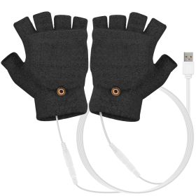 USB Wool Heated Gloves Mitten Half Fingerless Glove Electric Heated Gloves for Laptop PC