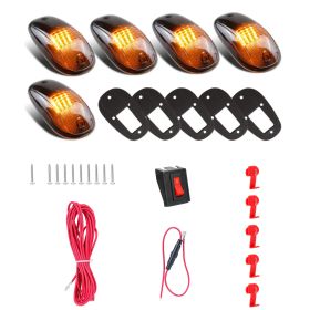 5Pcs Cab Roof Lights 12 LED Beads Amber Marker Top Running Clearance Marker Lamp Smoke Lens SUV Pickup Trucks