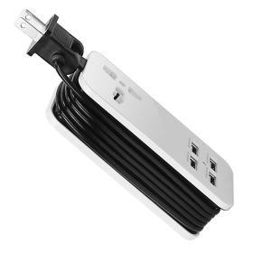 USB Power Strip w/ Surge Protector Fire Retardant 5FT Extension Cord USB Charging Station w/ 4 USB Ports 1AC Socket For Phone Tablet PC