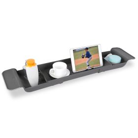 21.65in-30.91in Extendable Bath Tray Plastic Bathtub Shelf Caddy Tray Table Retractable Bathtub Storage Rack with Non-Slip Grip Fits Most Tubs