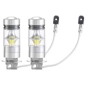 2PCS 1100LM 100W H3 LED Fog DRL Light Bulb IP68 Waterproof 20 2835 LEDs 360° Beam Angle 6000K White