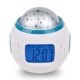 Kids Music Star Sky LED Projection Lamp Digital Alarm Clock Thermometer Calendar Lights