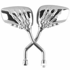 2Pcs Motorcycle Rearview Side Mirrors 8mm Skull Skeleton Mirror Fit For Harley Davidson Honda Yamaha Kawasaki Suzuki Aprilia