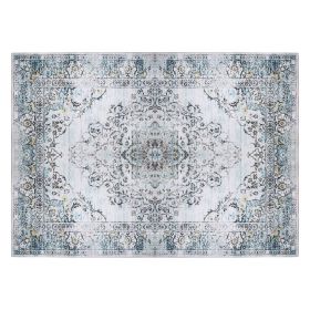 8x10FT Vintage Area Rug Modern Non Slip Carpet Boho Low Pile Soft Rug Waterproof Machine Washable Rug for Living Room Bedroom Kitchen Dining Room Unde