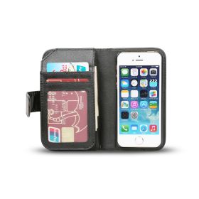 Wallet Series PU Leather Case Cover for iPhone 5/5s in Black
