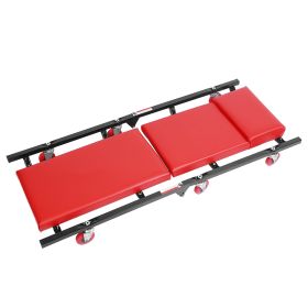 16.54in Foldable Mechanic Creeper Seat Heavy Duty Steel Work Rolling Bench w/ Headrest 6Pcs Wheels