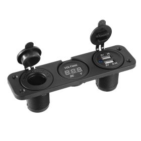12V/24V Car Cigarette Lighter Socket Splitter 3.1A Dual USB Charger w/ Voltage Meter LED