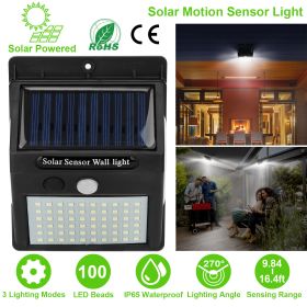 Solar Wall Light Outdoor 100 LEDs PIR Motion Sensor Lamps IP65 Waterproof Lighting for Garage Front Door Garden Pathway
