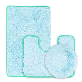 3Pcs Bathroom Rug Set Shaggy Contour Toilet Lid Cover Plush Mat Anti-Slip Absorbent Bath Carpet For Tub Shower Bathroom