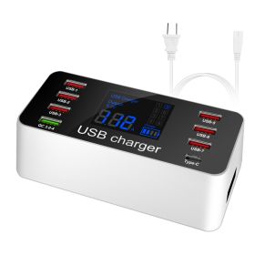 USB Desktop Hub 8-Port Smart Fast Charge USB Hub Station 40W USB LED Hub w/ Quick Charge 3.0 USB Port Type-C Port Fit for iPhone iPad Cellphone