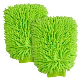 2 Packs Car Wash Mitt Car Washing Gloves Chenille Auto House Kitchen Cleaning Rag Tool Scratch Lint Free