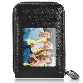 Leather Credit Card Wallet with Zipper Genuine Leather Credit Card Holder Accordion Wallet