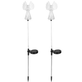 2Pcs Solar Angel Lights Outdoor 7 Color Changeable Decorative Lamp LED Stake Light Yard Patio Lawn Garden Light