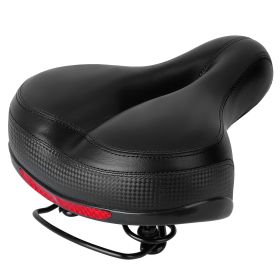 Bike Seat Water-Resistant Comfortable Bicycle Padded Saddle Wear Resistant Hollow Leather  
Seat Cushion w/ Dual Springs Reflective Strip for Mountai