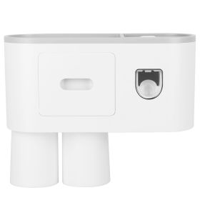 Multifunctional Wall Mount Toothbrush Holder Rack Organizer Hand-free Automatic Toothpaste Dispenser Squeezer with Magnetic Cups 4 Toothbrush Slots 1