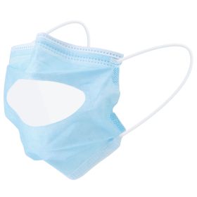 50Pcs 3-Layers Disposable Lip Reading Face Masks Elastic Earloop Visible Expression Face Cover 95% w/ Melt-Blown Filter