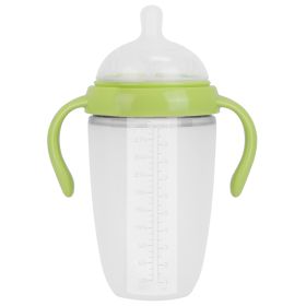 10Oz Silicone Baby Bottle Breast Feeding Bottle Nursing Bottle with Weighted Straw Fall Resistant 248℉ Temperature Resistant Green