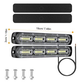 2Pcs LED White Light Bar 72W IPX4 Waterproof Work Light Pods Emergency Warning Light Bar w/ Flashing Cycling Lighting Mode for Car Motorcycle Truck