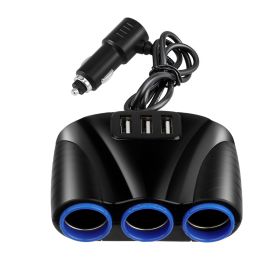 Cigarette Lighter Adapter 51W 3-Socket Car Cigarette Lighter Splitter 3.1A 3 USB Ports Car Charger Adapter DC 12V/24V Outlet for Radar Car DVR