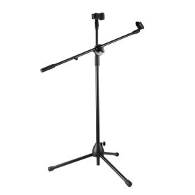 Microphone Stands Tripod Boom Mic Holders Adjustable Arm Height Detachable w/ Dual Mic Clip for Studio Stage Performances Live Music