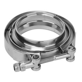 V Band Clamp 304Stainless Steel Exhaust V Band Flanges Quick Release Turbo Downpipe Clamp w/ Dual 76mm Flanges