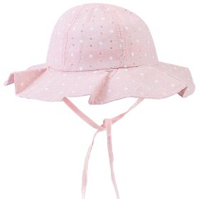 Baby Girls Sun Hat Summer Beach Bucket Cap Wide Brim Floppy Flower Toddler Cap Breathable Cotton Infant Beach Bonnet Cap w/ Chin Strap