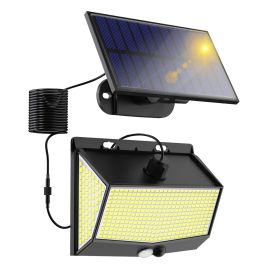 Solar Powered Wall Lights Motion Sensor Outdoor Lamps with Separate Solar Panel 3 Modes 468Pcs Beads Max 120° Sensing Angle IP65 Waterproof Lights for