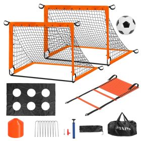 Kids Soccer Goals Set For Backyard Portable Soccer Training Equipment with Ball Pump Cones Agility Ladder Target Carry Bag For Toddler Age 3+ Outdoor