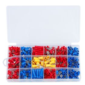 520Pcs Insulated Electrical Wire Splice Terminals Automotive Marine Terminal Set Spade Fork Ring Butt Crimp Connector Kit w/ Storage Box