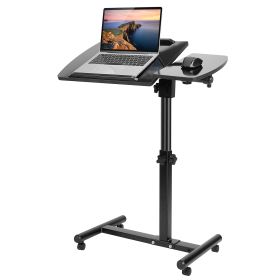 Over-Bed Laptop Table Rolling Tilt Lap Stand Desk Sofa Chair Notebook Tablet PC Mobile Side Tray w/ Mousepad For Home Office Use