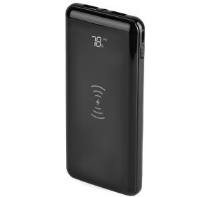 Qi Wireless Charging Station 10000mAh Power Bank Phone Tablet Charger w/ 4 Flashlight For Travel Outdoor