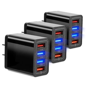 3 Packs 4-Port USB Wall Charger USB Hub Charger Wall Power Charging Plug Adapter Fit For Samsung Galaxy S9/S8 Note 8/9 iPhone Pad Tablet and More USB