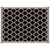 Outsunny Outdoor Rug 9x12 Modern Reversible Folding Plastic Four Straps for Backyard Deck Picnic Camping Black Beige