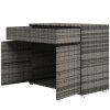 Outsunny Pool Area Organizer Cabinet Waterproof PE Wicker with Drawer Gray for Outdoor Swimming Gear Storage