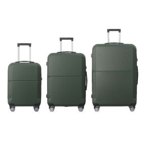 Green 3-Piece Premium ABS Luggage Set-20", 24", and 28" Suitcases with Multi-Position Handle, Silent Spinner Wheels, and TSA-Approved Lock-Durable