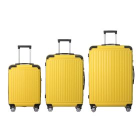 Lemon Yellow 3-Piece Premium ABS Luggage Set-20", 24", and 28" Suitcases with Multi-Position Handle, Silent Spinner Wheels