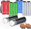 10 Pack of Flashlights 9 LED Mini Aluminum Flashlight Bulk with Lanyard 30 AAA Batteries Included Assorted Colors Handheld Flashlights for Hurricane S