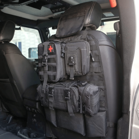 Universal Tactical Vehicle Back Seat Organizer with 3 Detachable Pouches Molle Pouches Truck Seat Organizer Tactical Gear for Car Truck Ford Jeep Vehi