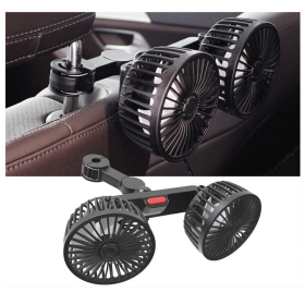 Car Fan for Backseat Dual-Head USB Powered Car Cooling Fans with 3 Speeds 360°S