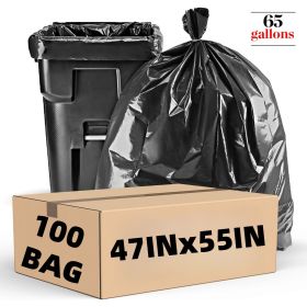 Extra Thick 65+ Gallon Trash Bags Heavy Duty - 100 Count Black Tear-Resistant Garbage Bags for Outdoor Waste, Leaf Cleanup