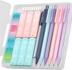 Cute Mechanical Pencil Set, 6PCS Pastel Mechanical Pencils 0.5 & 0.7mm with 360PCS HB Leads, 3PCS Erasers and 9PCS Eraser Refills
