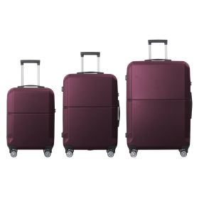 PURPLE 3-Piece Premium ABS Luggage Set-20", 24", and 28" Suitcases with Multi-Position Handle, Silent Spinner Wheels, and TSA-Approved Lock-Durable