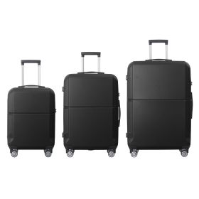 BLACK 3-Piece Premium ABS Luggage Set-20", 24", and 28" Suitcases with Multi-Position Handle, Silent Spinner Wheels, and TSA-Approved Lock-Durable