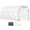 VEVOR 15 x 6.5 x 7 ft Walk-in Tunnel Greenhouse, Portable Plant Hot House with Galvanized Steel Hoops, 1 Top Beam, Diagonal Poles